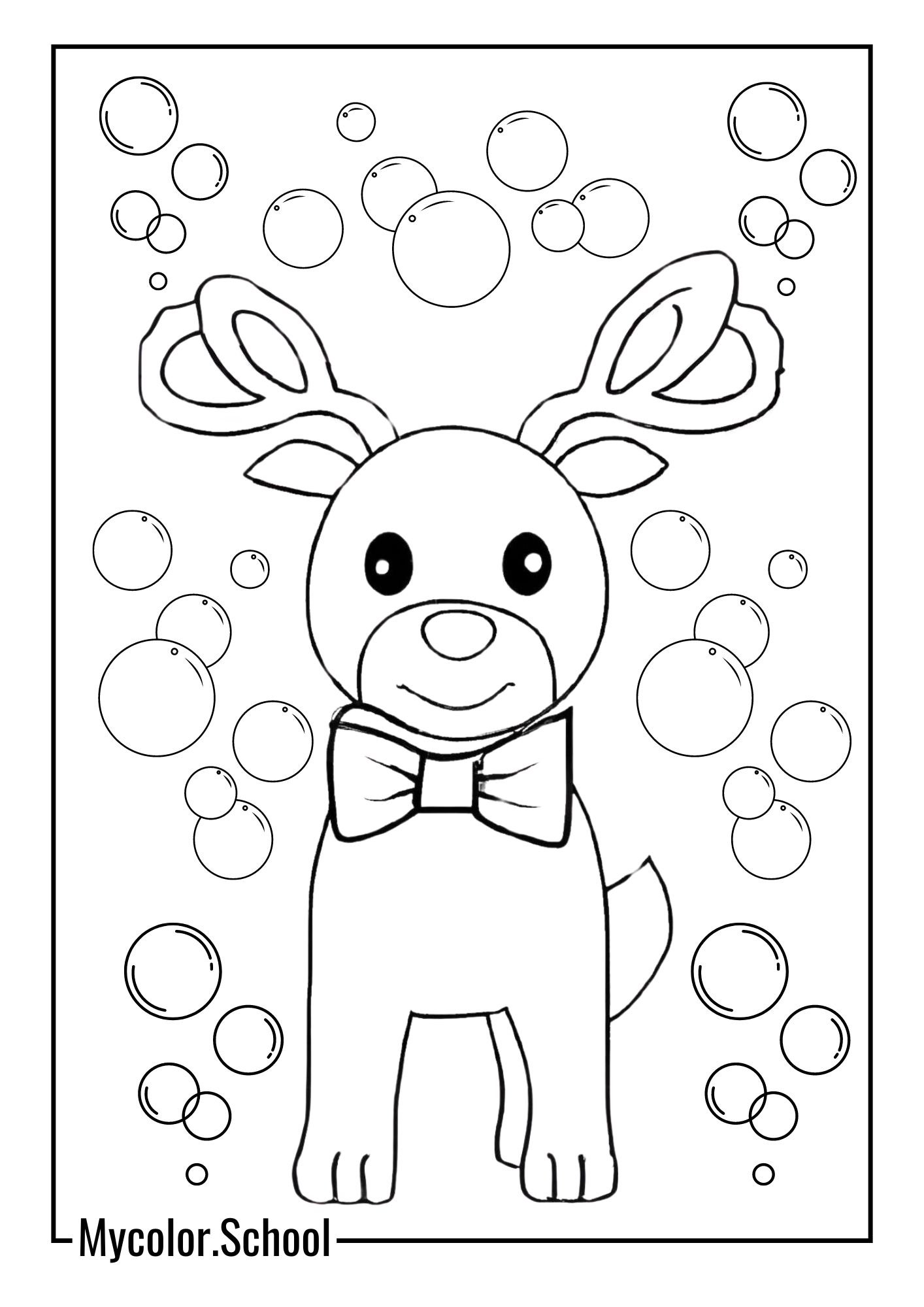 Reindeer Coloring Pages reindeer with a big bow around its neck