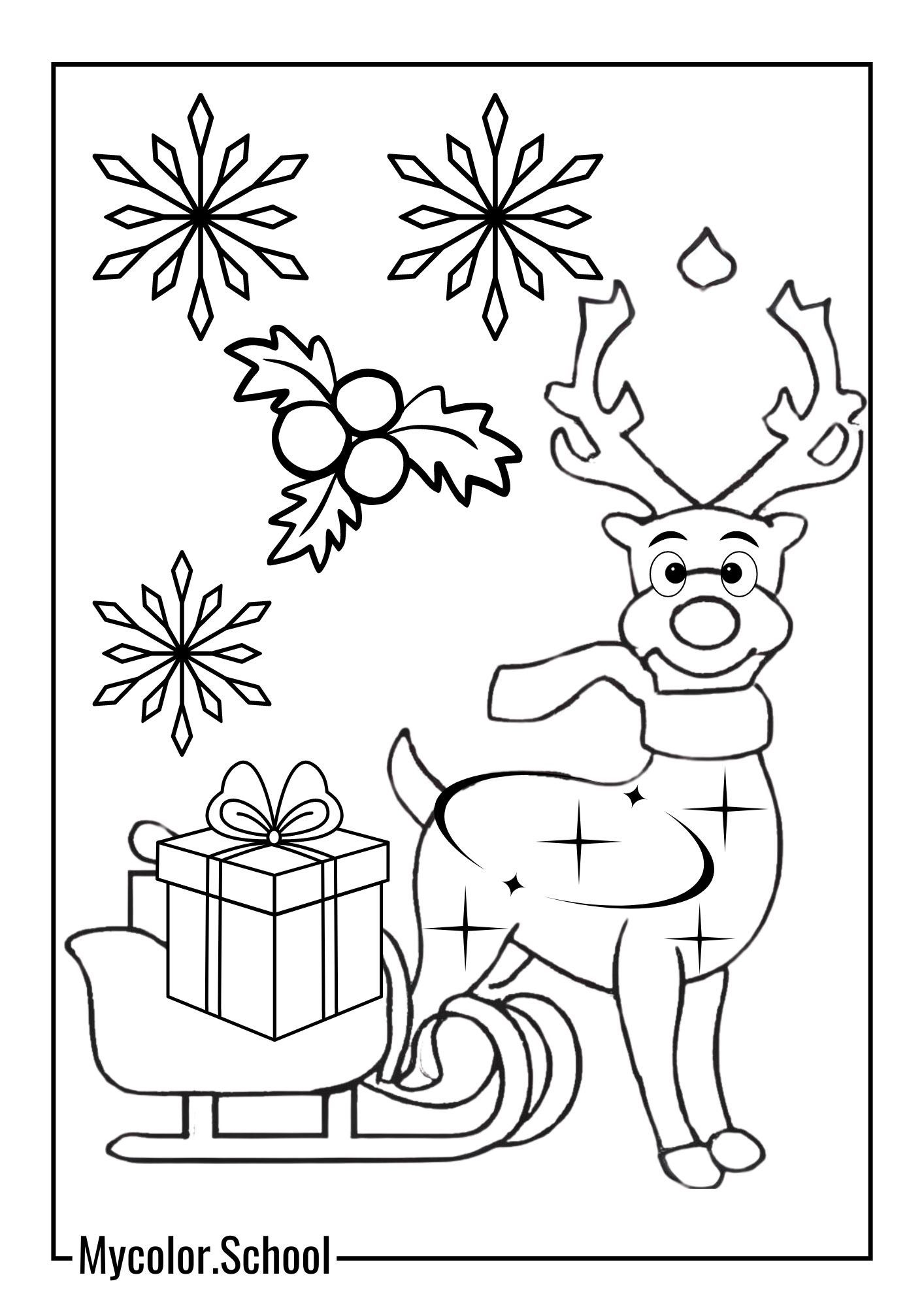Reindeer Coloring Pages reindeer with a sleigh full of presents