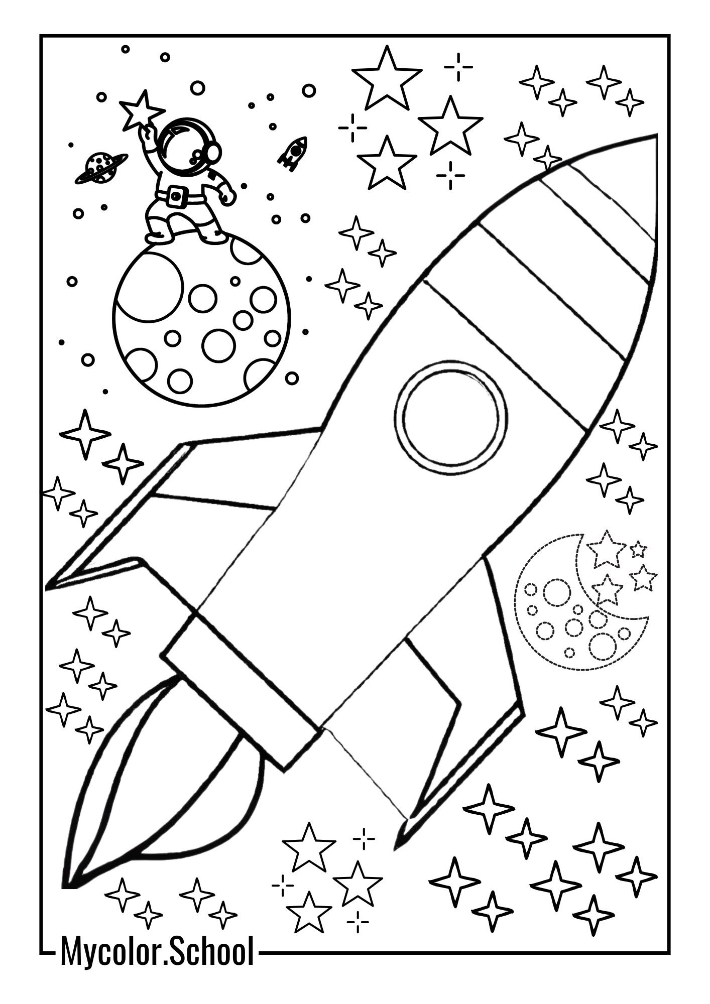 Rocket Ship Coloring Pages Galaxy