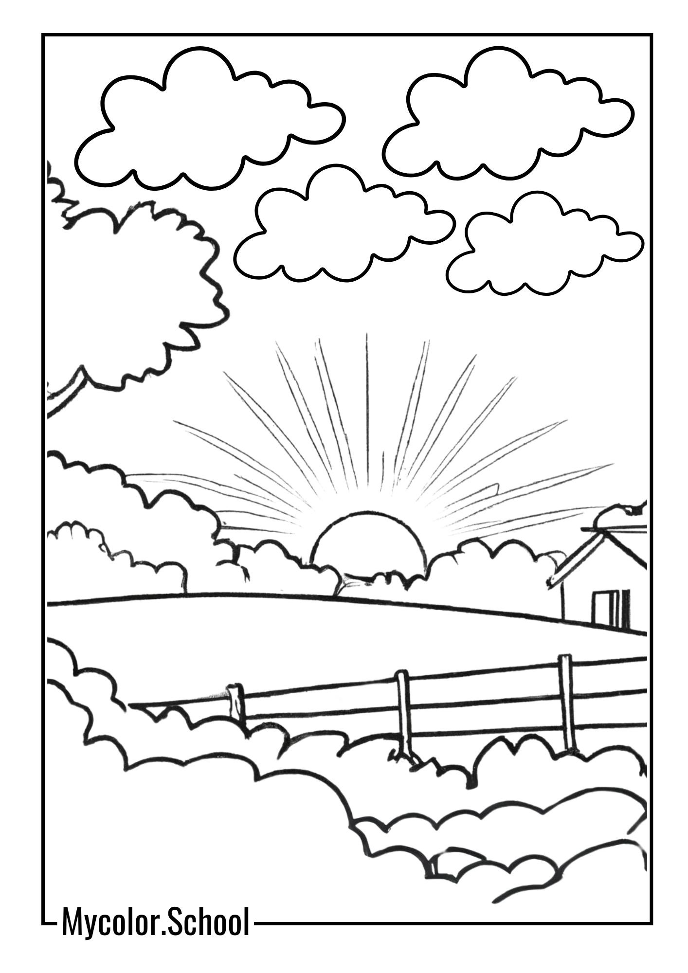 Sunset Coloring Pages Breathtaking Sunset