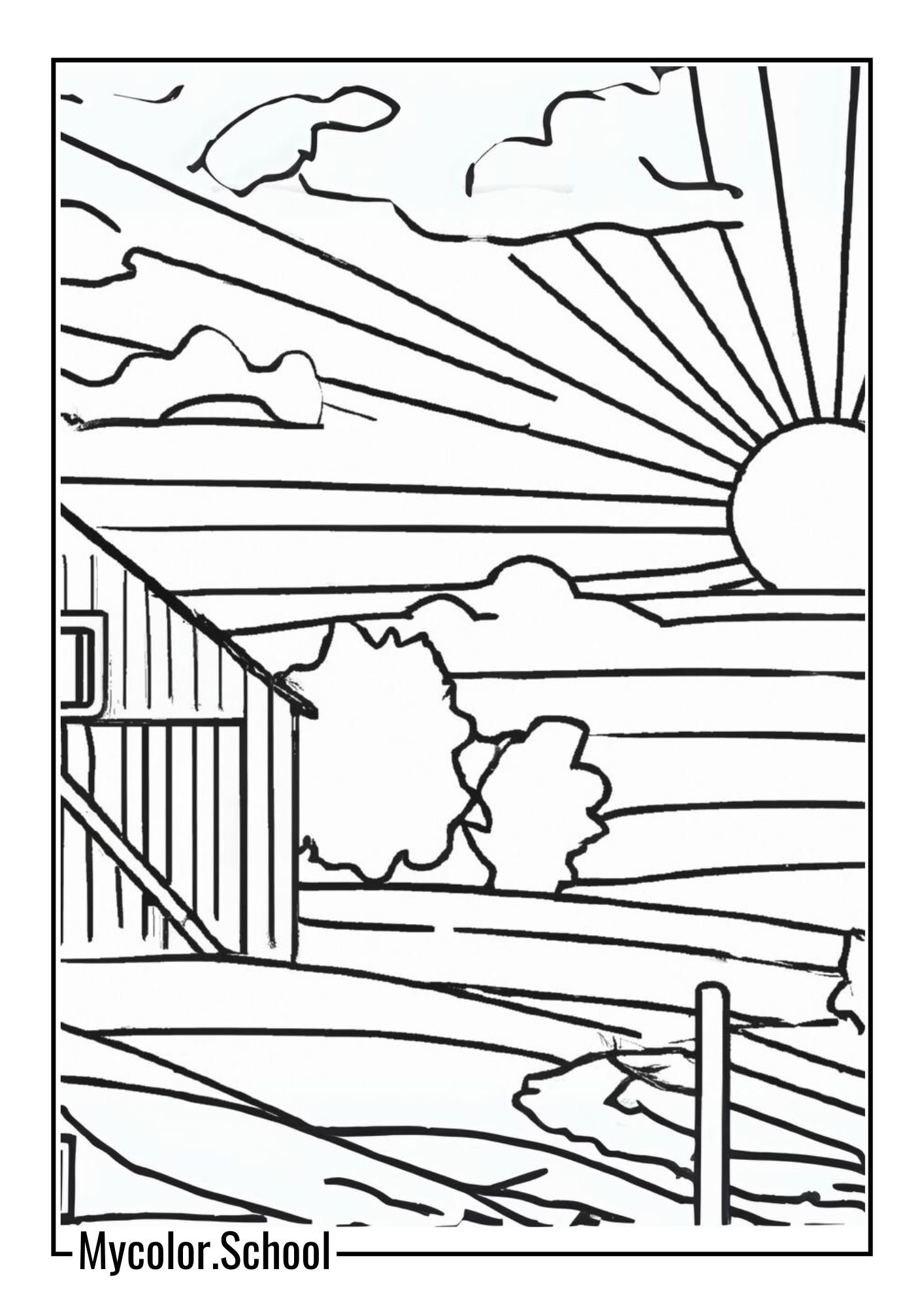 Sunset Coloring Pages Serene Sunset