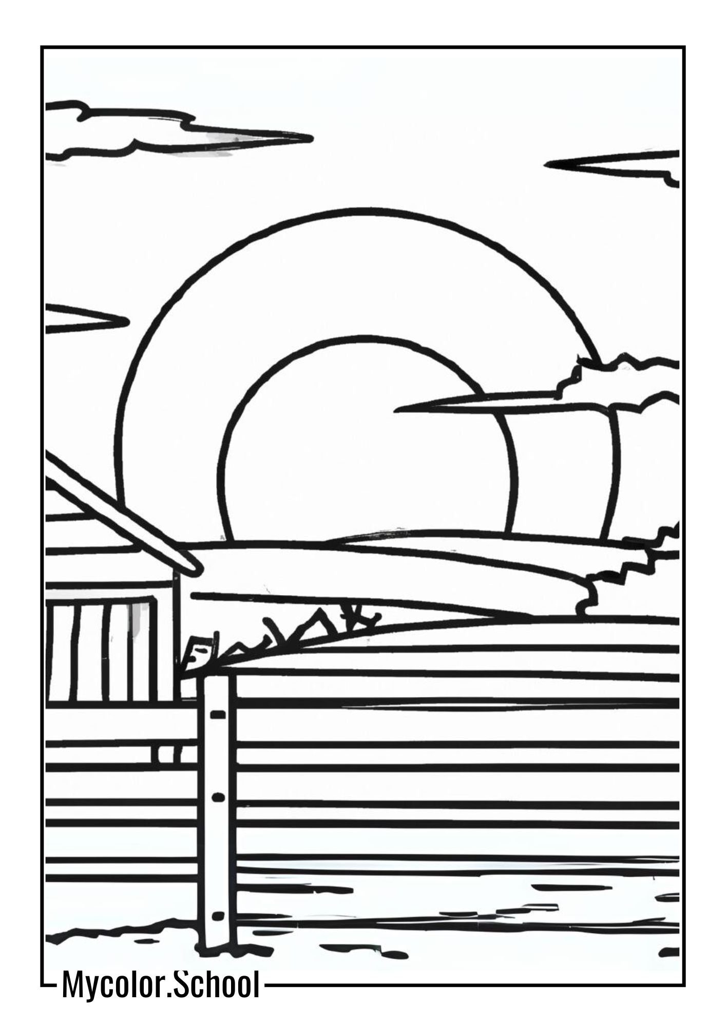 Sunset Coloring Pages Colorful Sunset