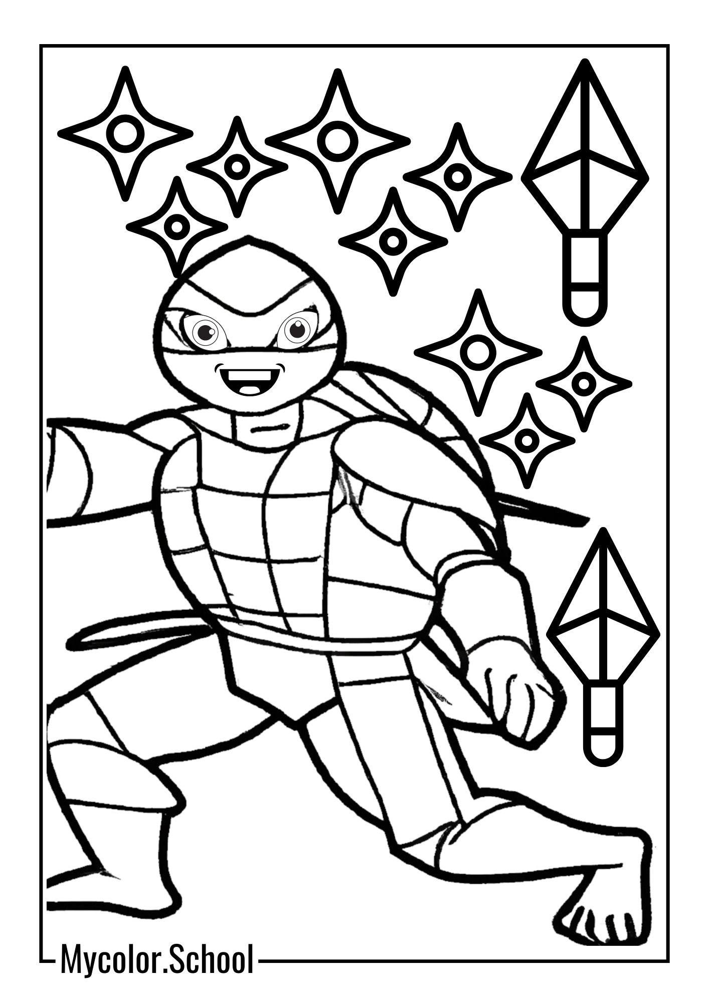 TMNT Coloring Pages in action ninja