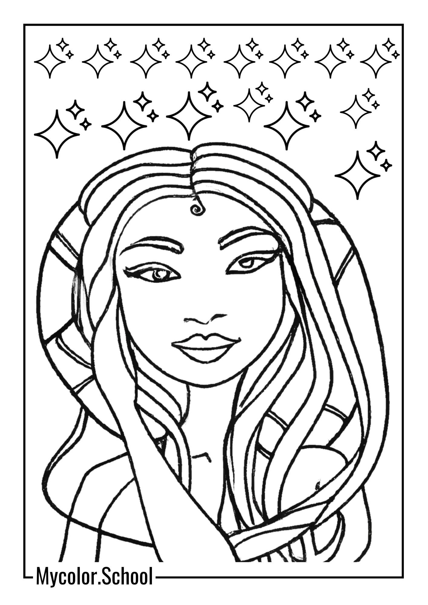 Teenage Coloring Pages Abstract Girl