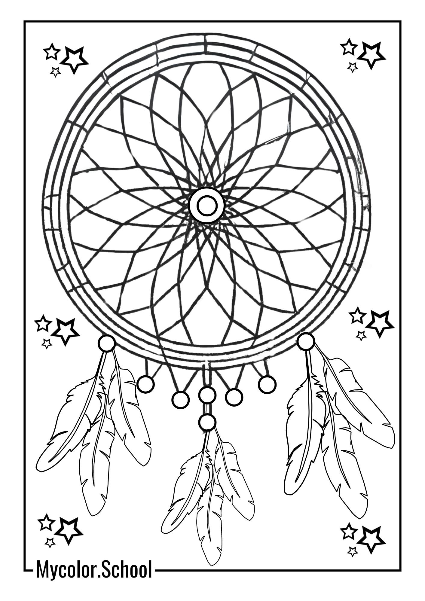 Teens Coloring Pages Dreamcatcher Intricate pattern