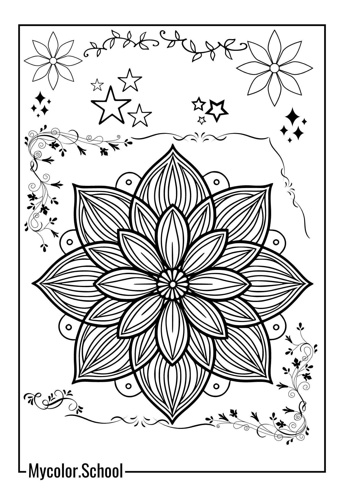 Teens Coloring Pages Stunning Flower Intricate Pattern