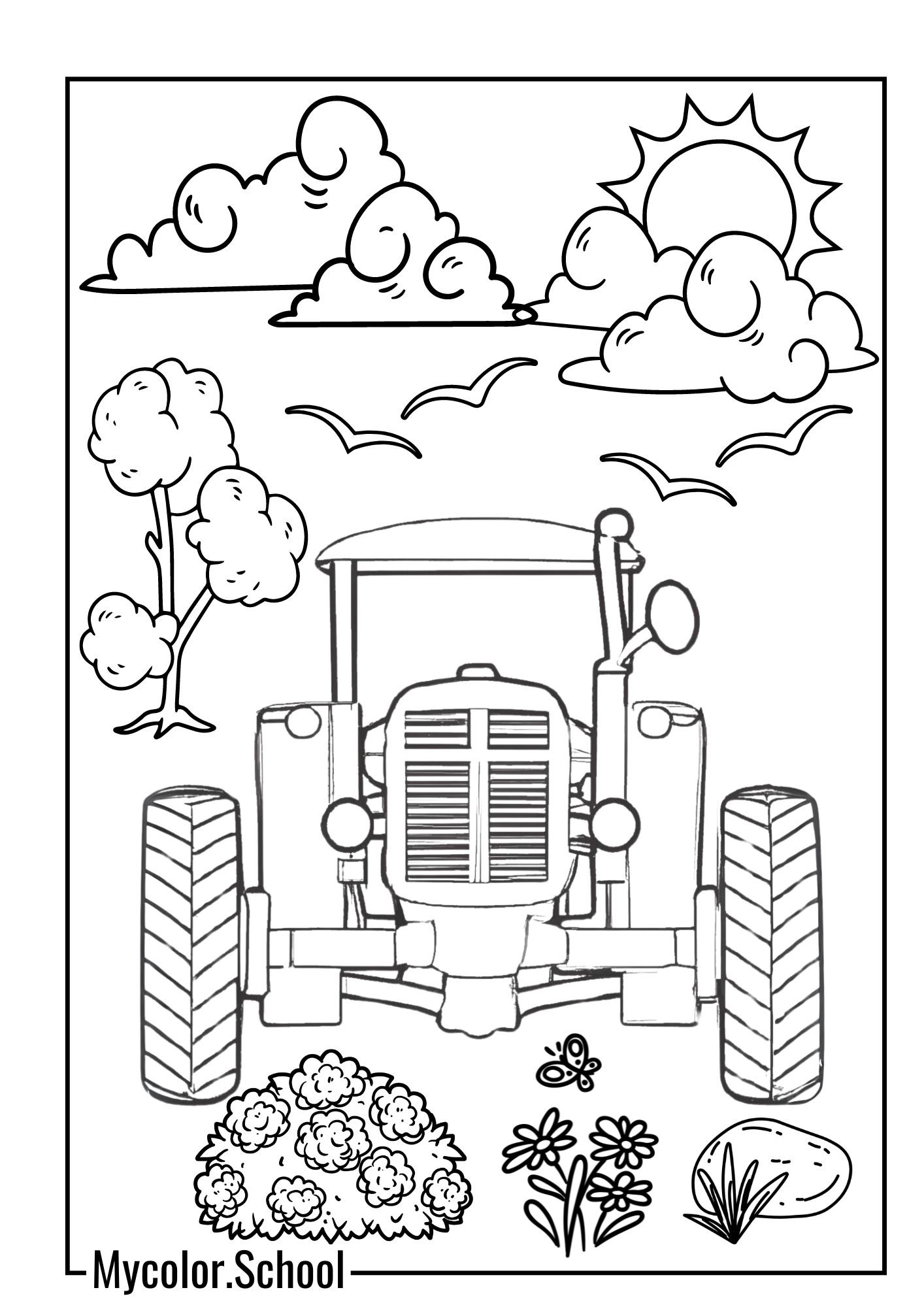 Tractor Coloring Pages Classic Red Tractor
