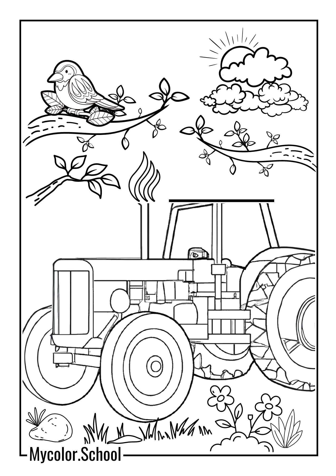 Tractor Coloring Pages Green Tractor
