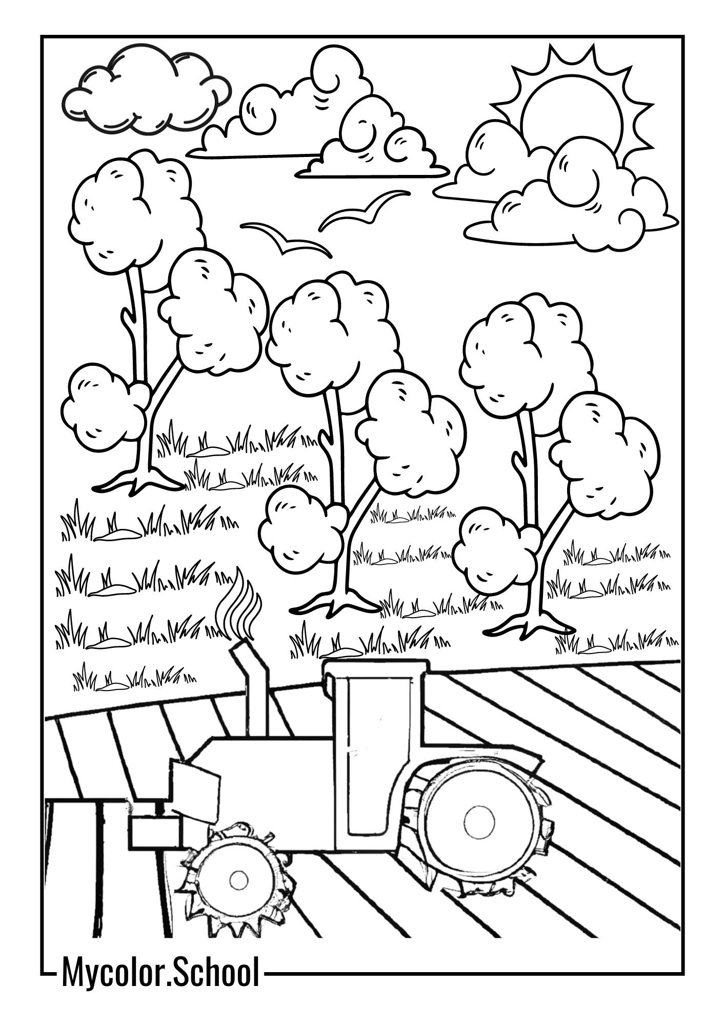 Tractor Coloring Pages Tractor plowing a Field