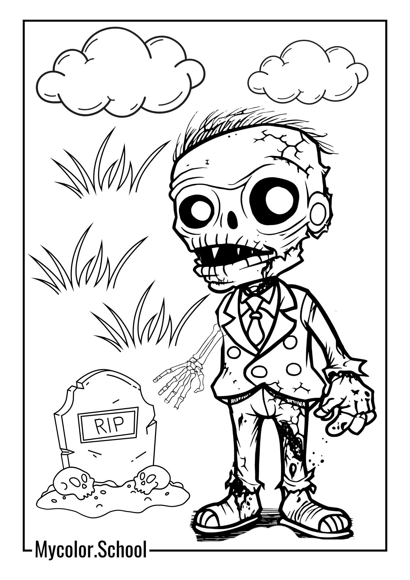 Zombie Coloring Pages rotten body zombie