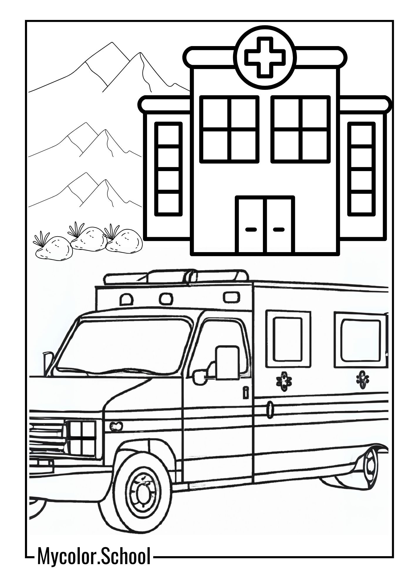 Ambulance Coloring Pages simple ambulance