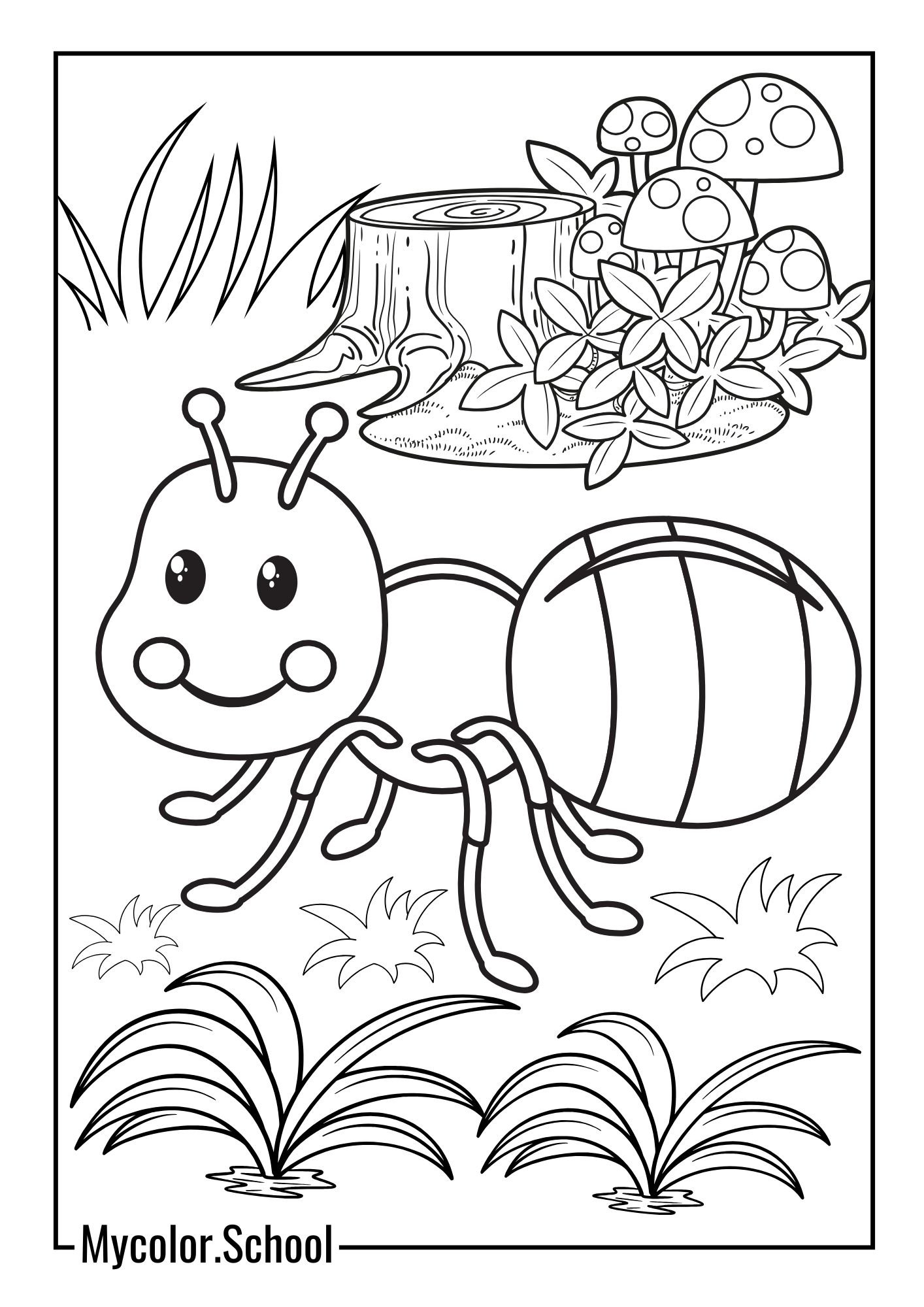 Ant Coloring Pages Happy Ant