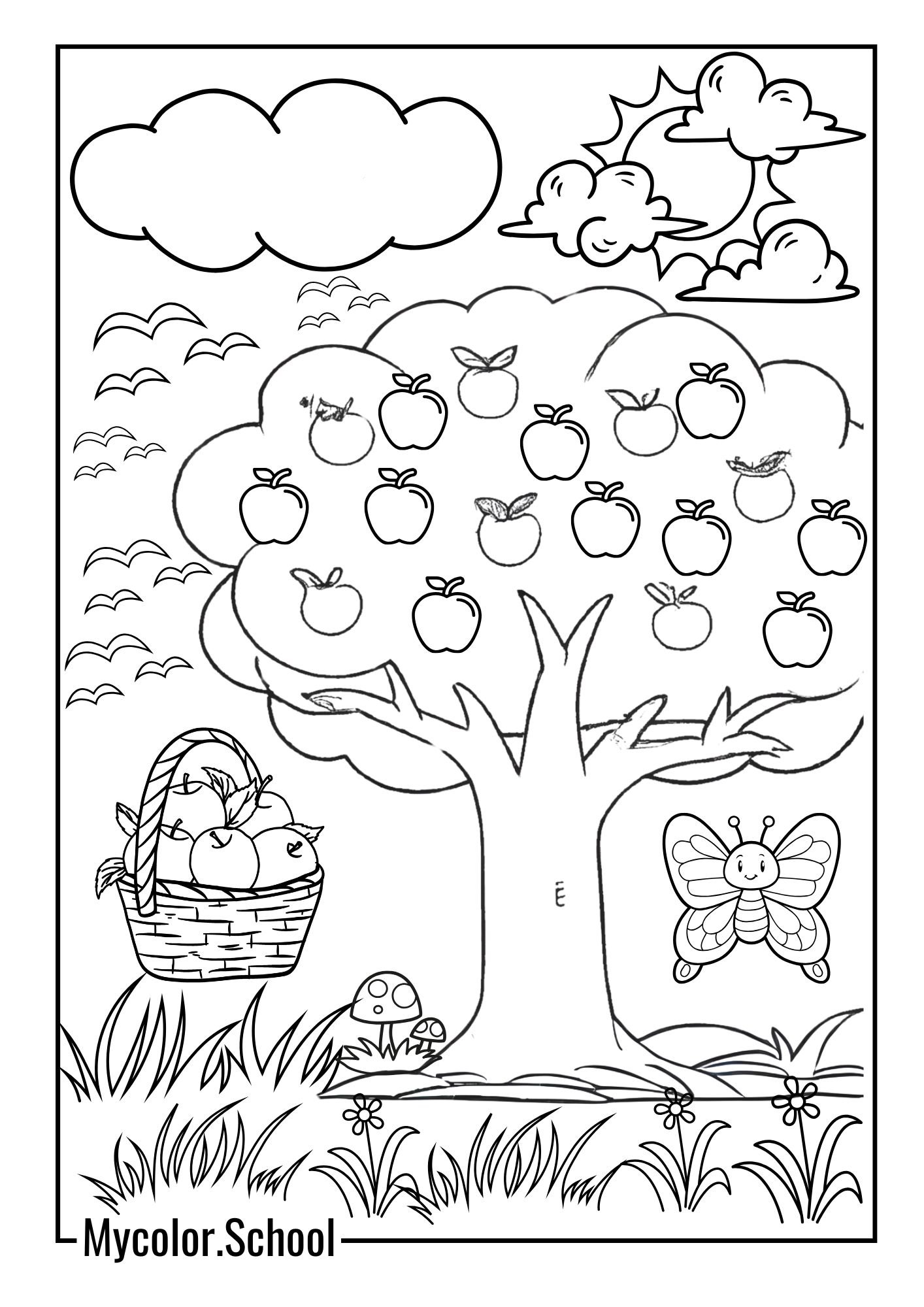Apple Tree Coloring Pages Apple Tree