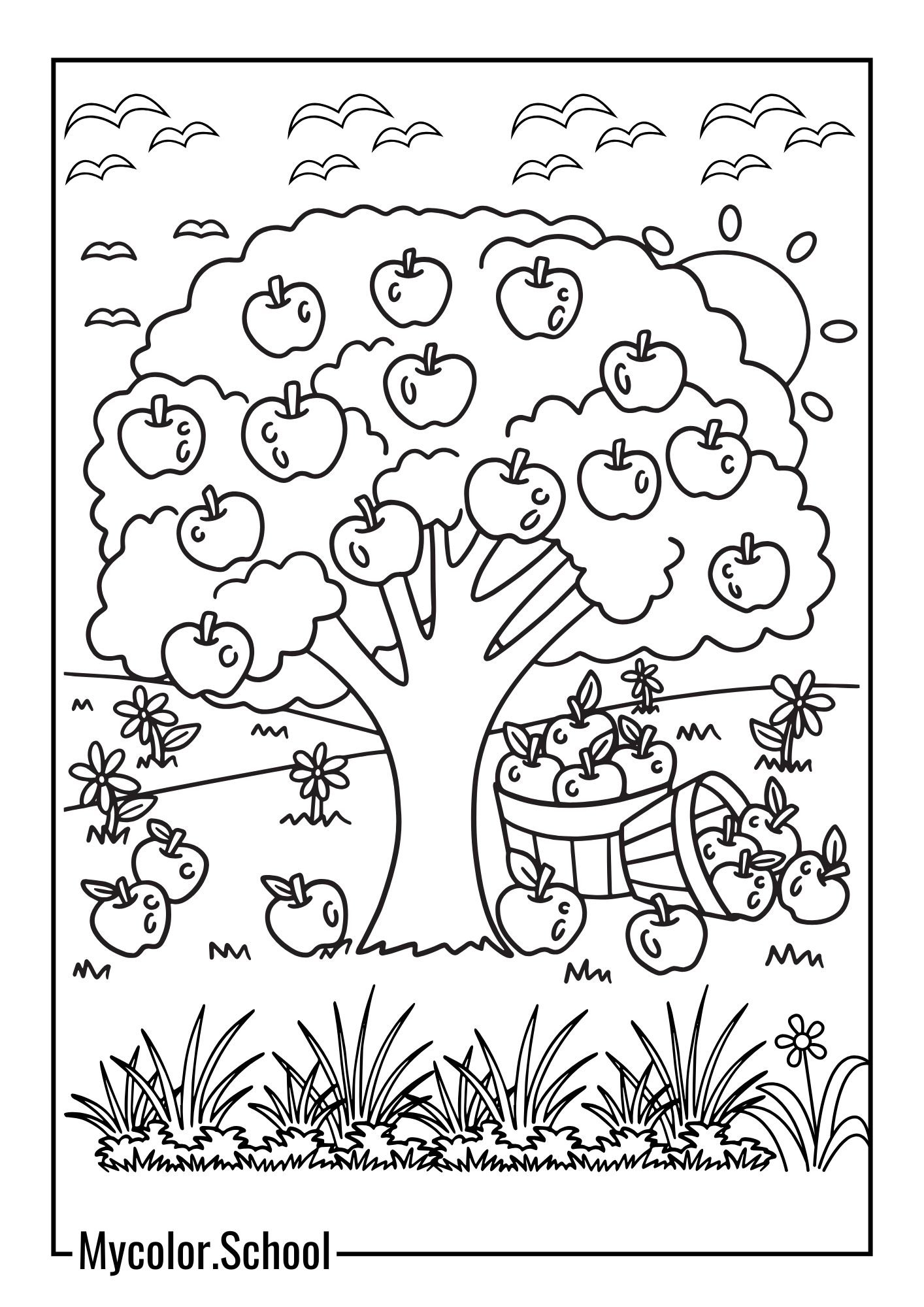 Apple Tree Coloring Pages Lots pf Fruit