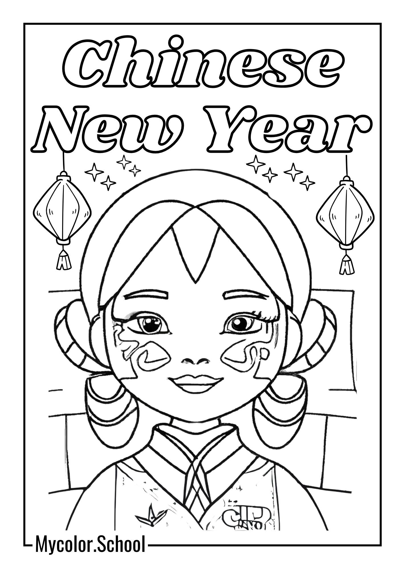 Chinese New Year Coloring Pages Chinese Girl