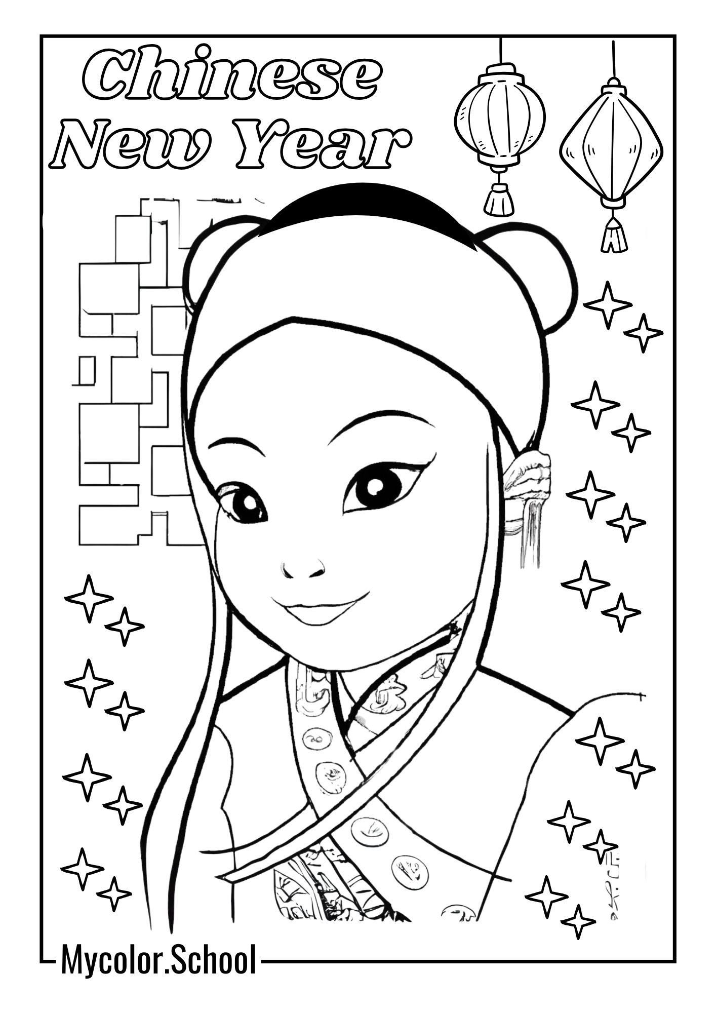 Chinese New Year Coloring Pages Pretty Girl