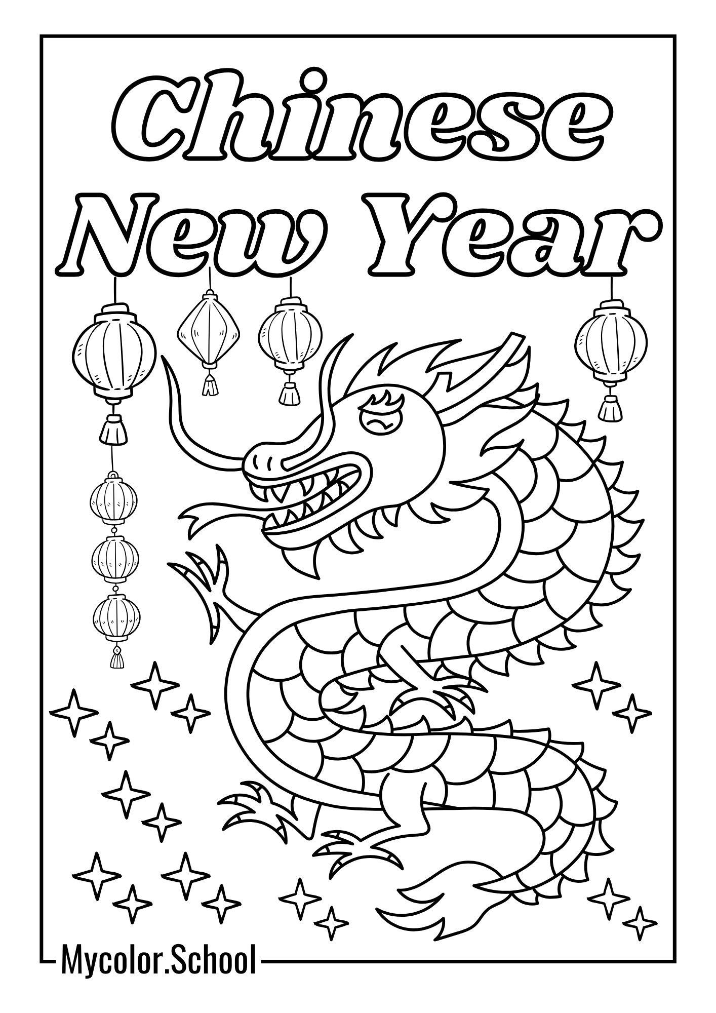 Chinese New Year Coloring Pages Year of the Dragon