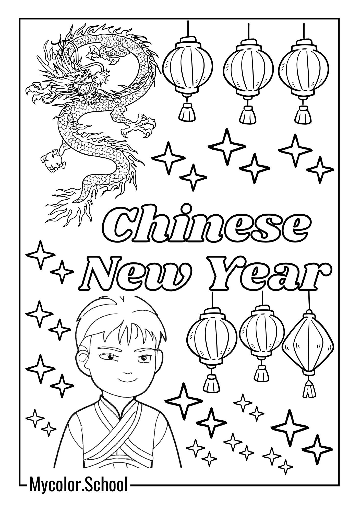 Chinese New Year Coloring Pages Happy