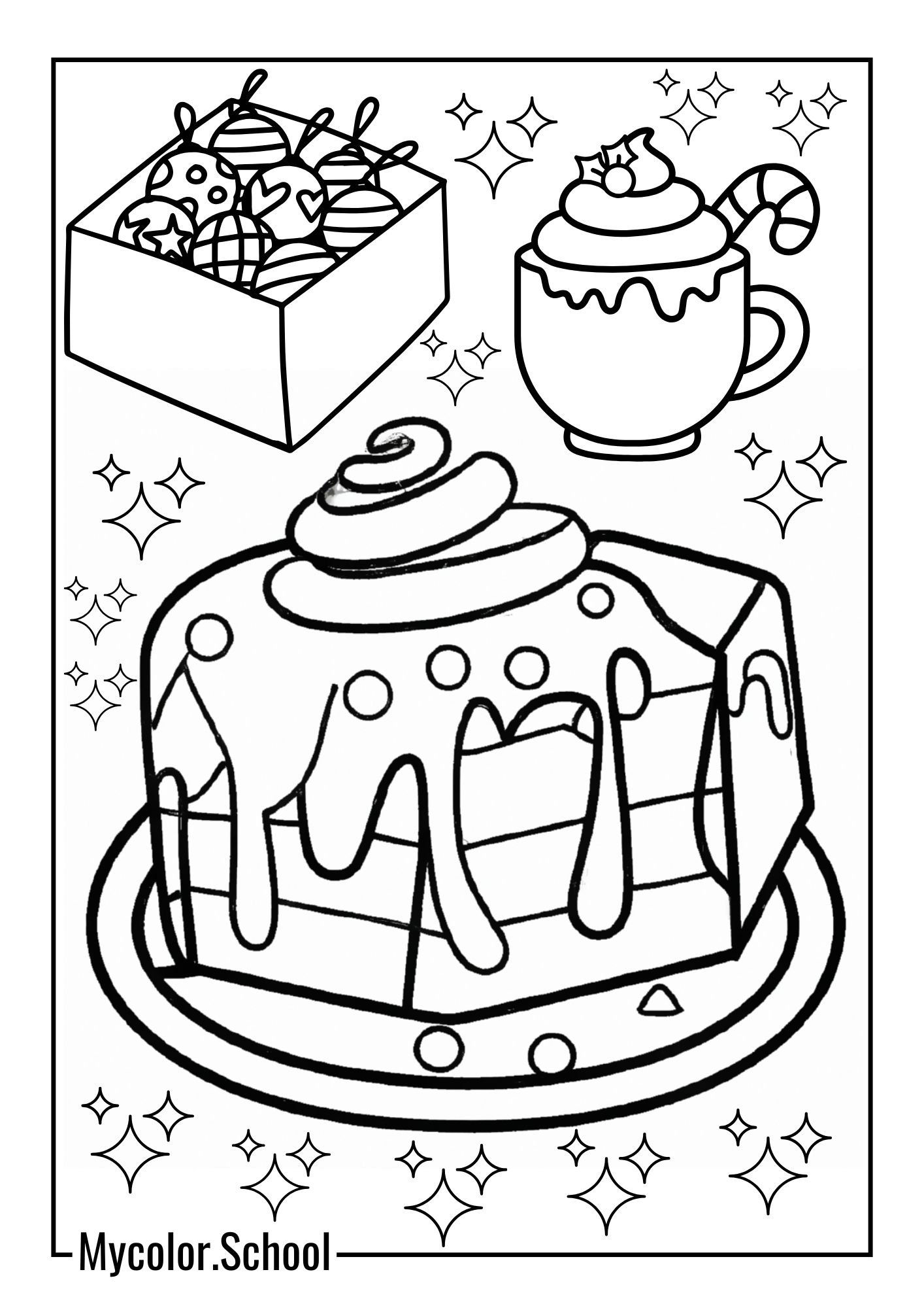 Chocolates Coloring Pages Cake