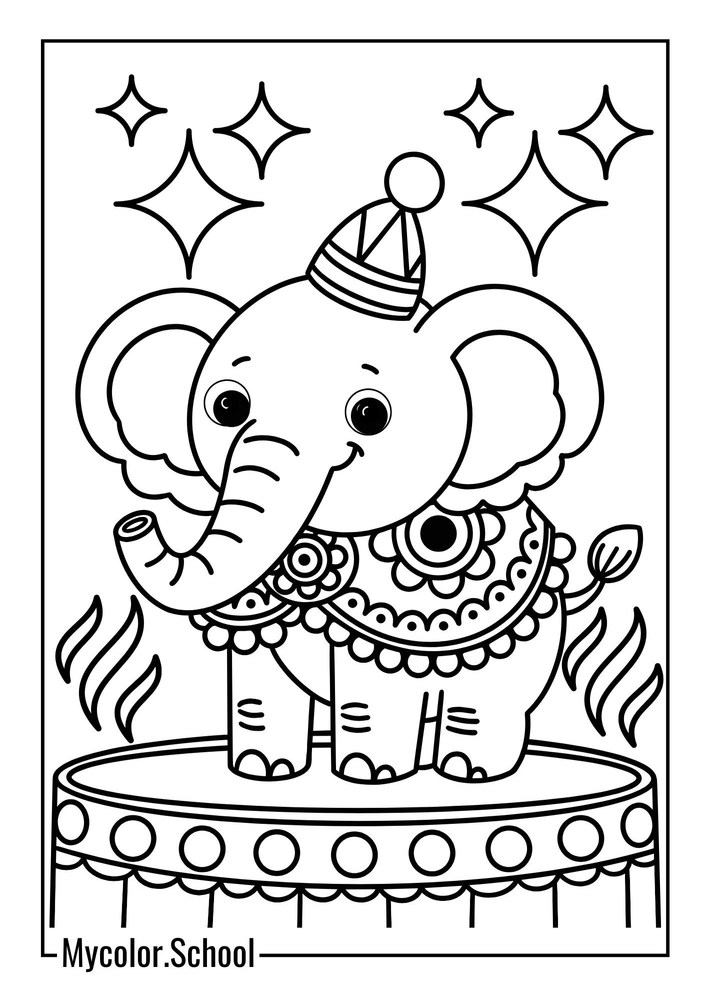 Circus Coloring Pages Lovable elephant