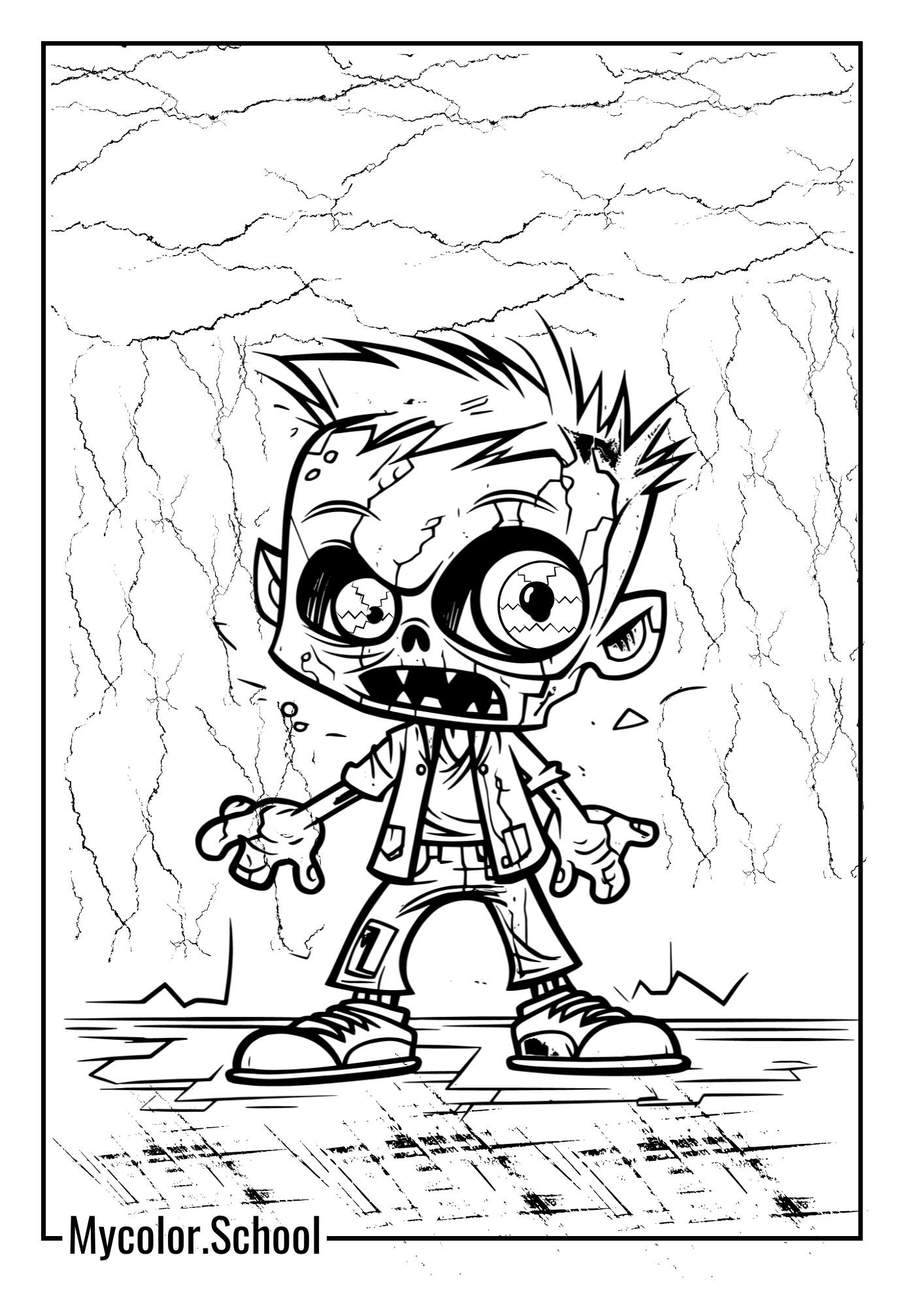 Creepy Coloring Pages hungry zombie