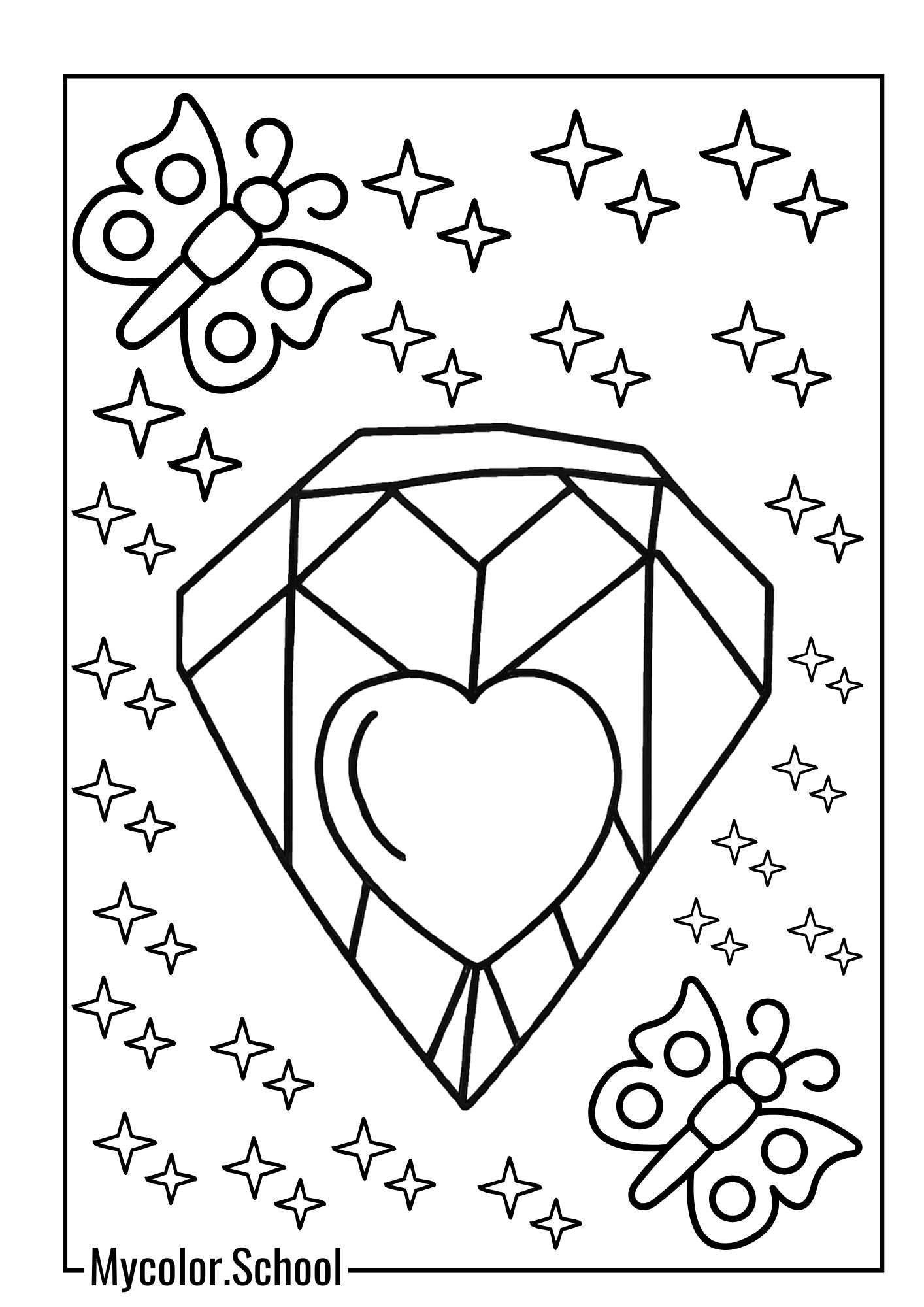 Diamond Coloring Pages Heart