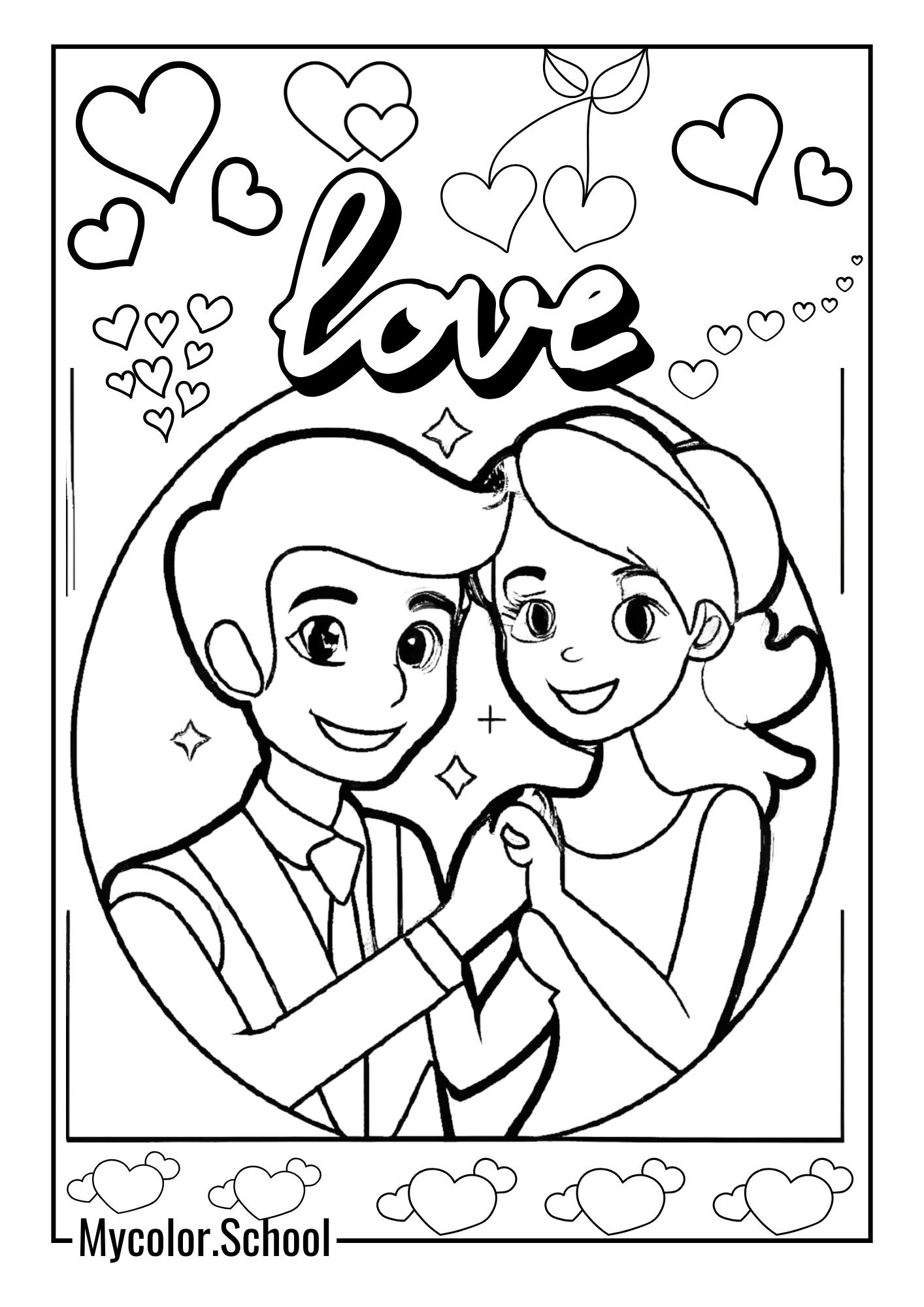 Free Valentine Coloring Pages Sweet Couple