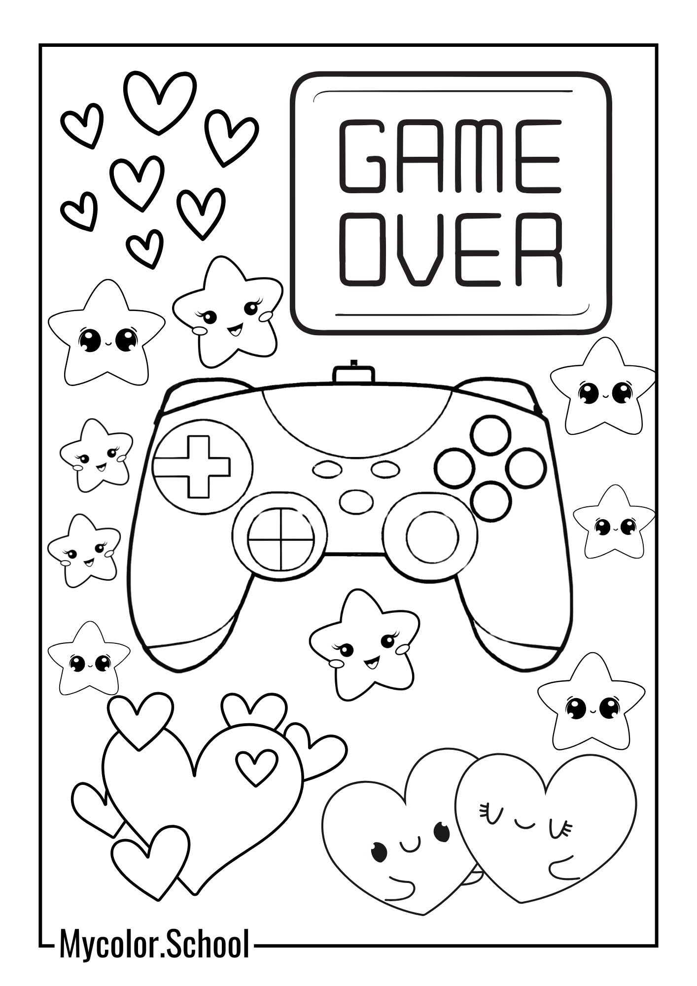 Game Controller Coloring Pages Game Over