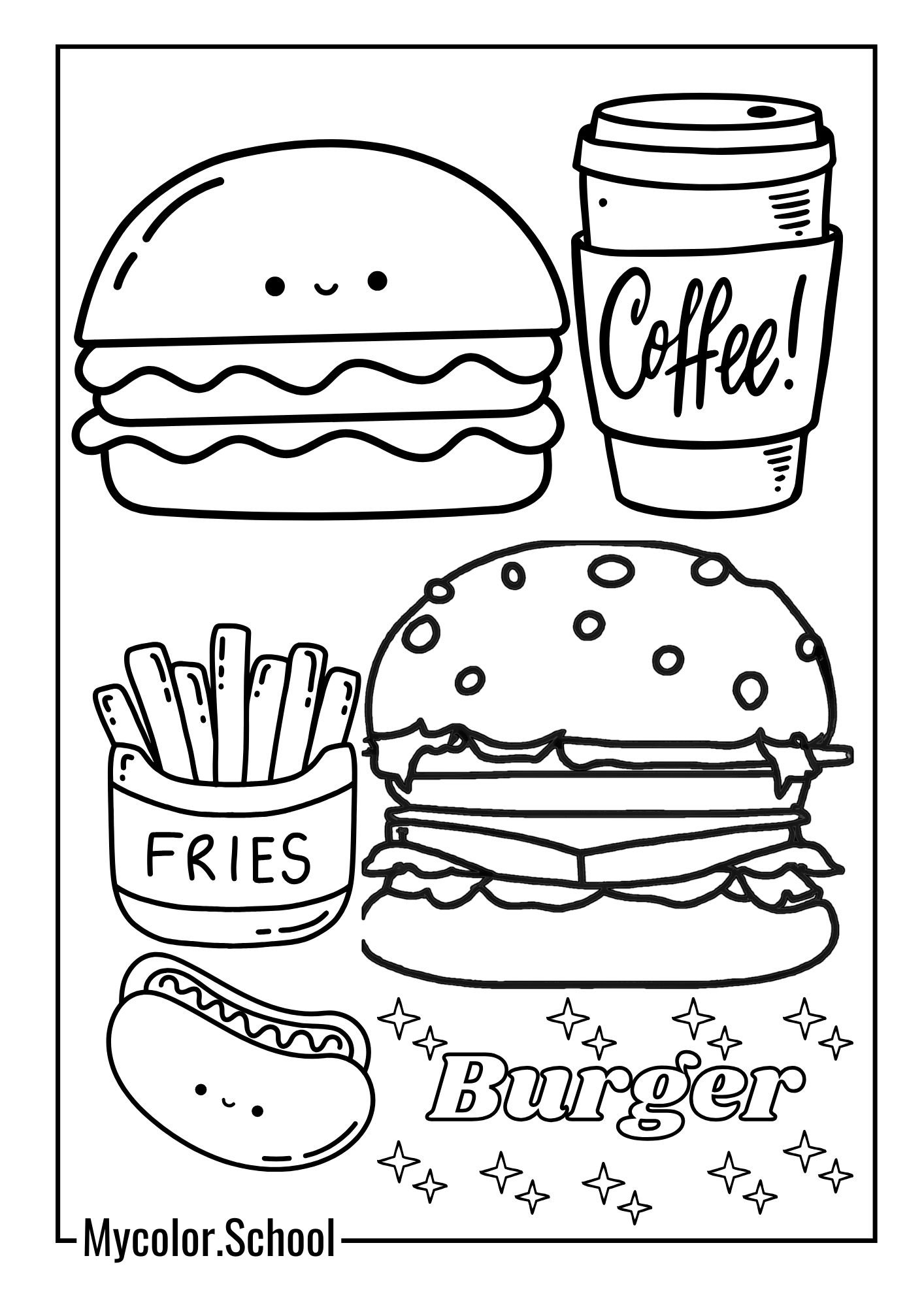 Hamburger Coloring Pages Foods