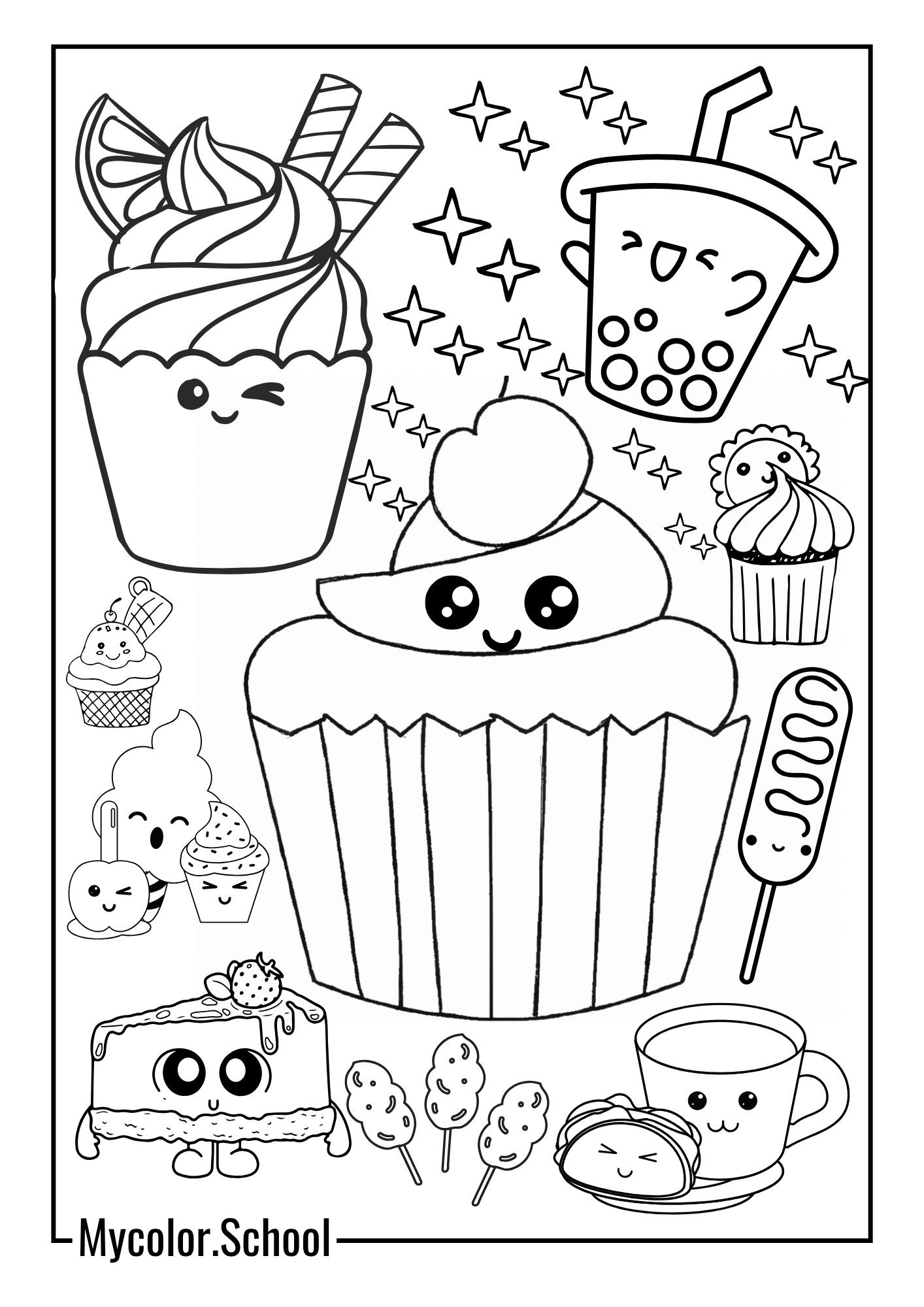 Kawaii Foods Coloring Pages Good