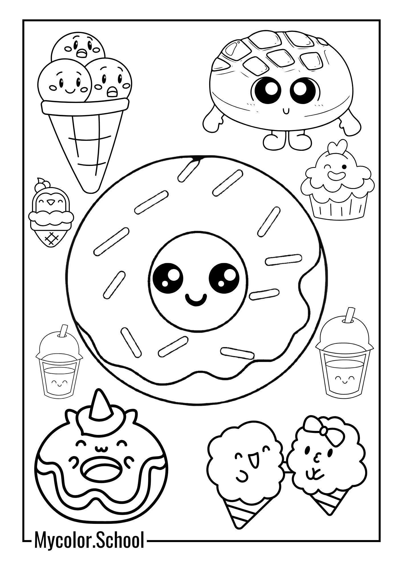 Kawaii Foods Coloring Pages Eat