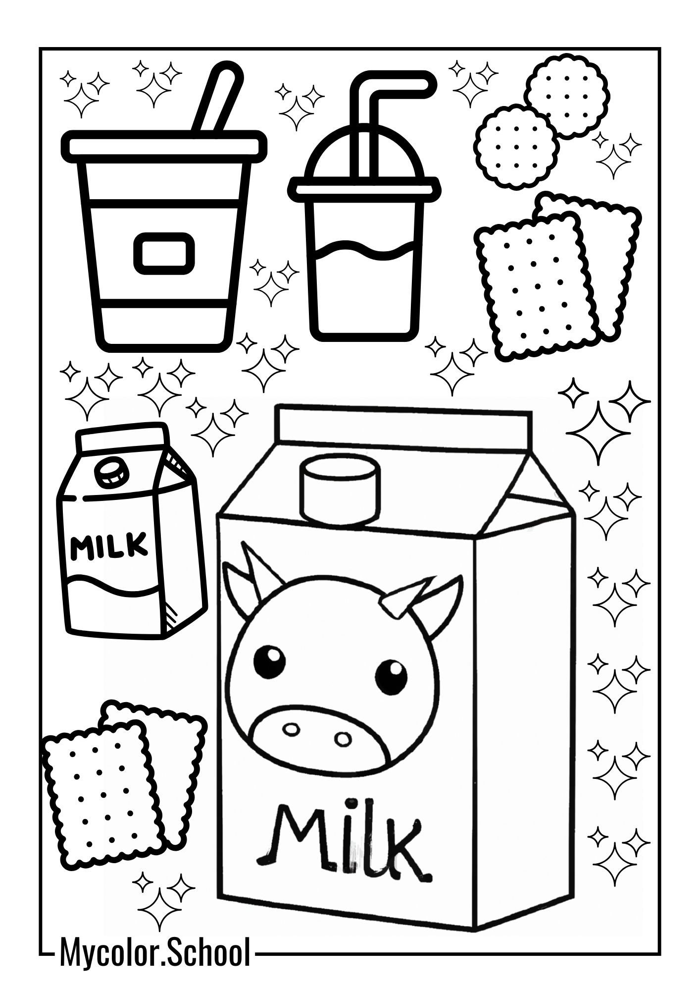 Milk Coloring Pages Milk and Buscuit
