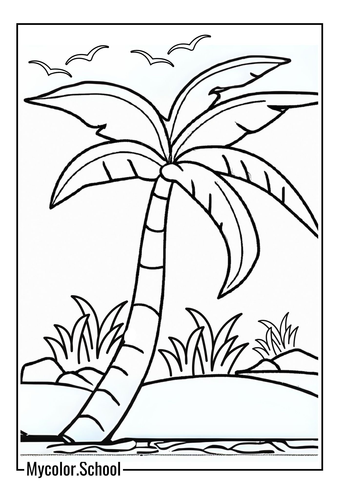 Palm Tree Coloring Pages Swaying Palm Tree