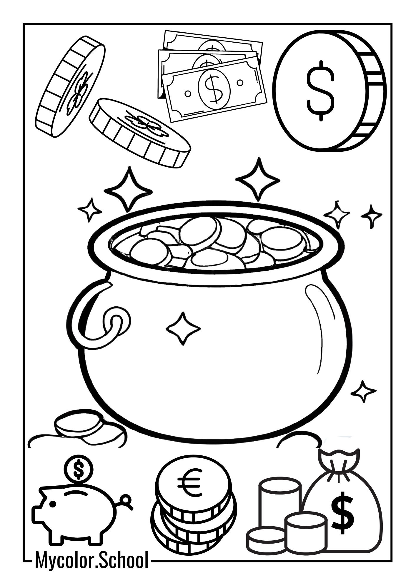 Pot Of Gold Coloring Pages Pot