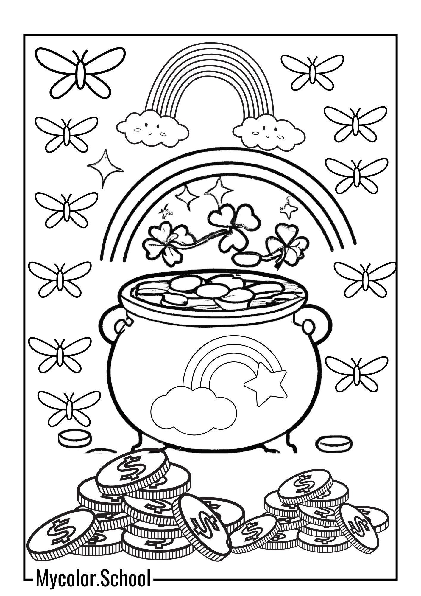 Pot Of Gold Coloring Pages Many