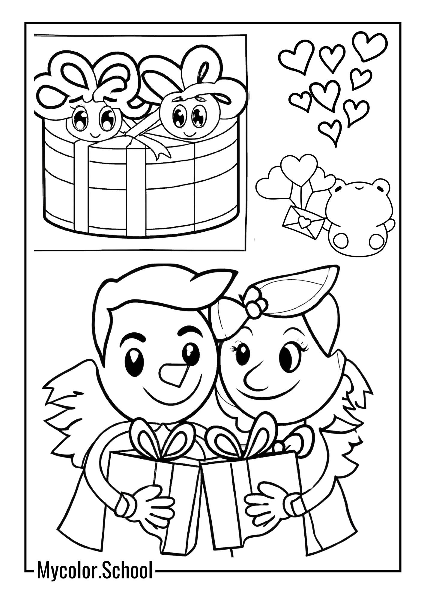 Present Coloring Pages Lovely Couple