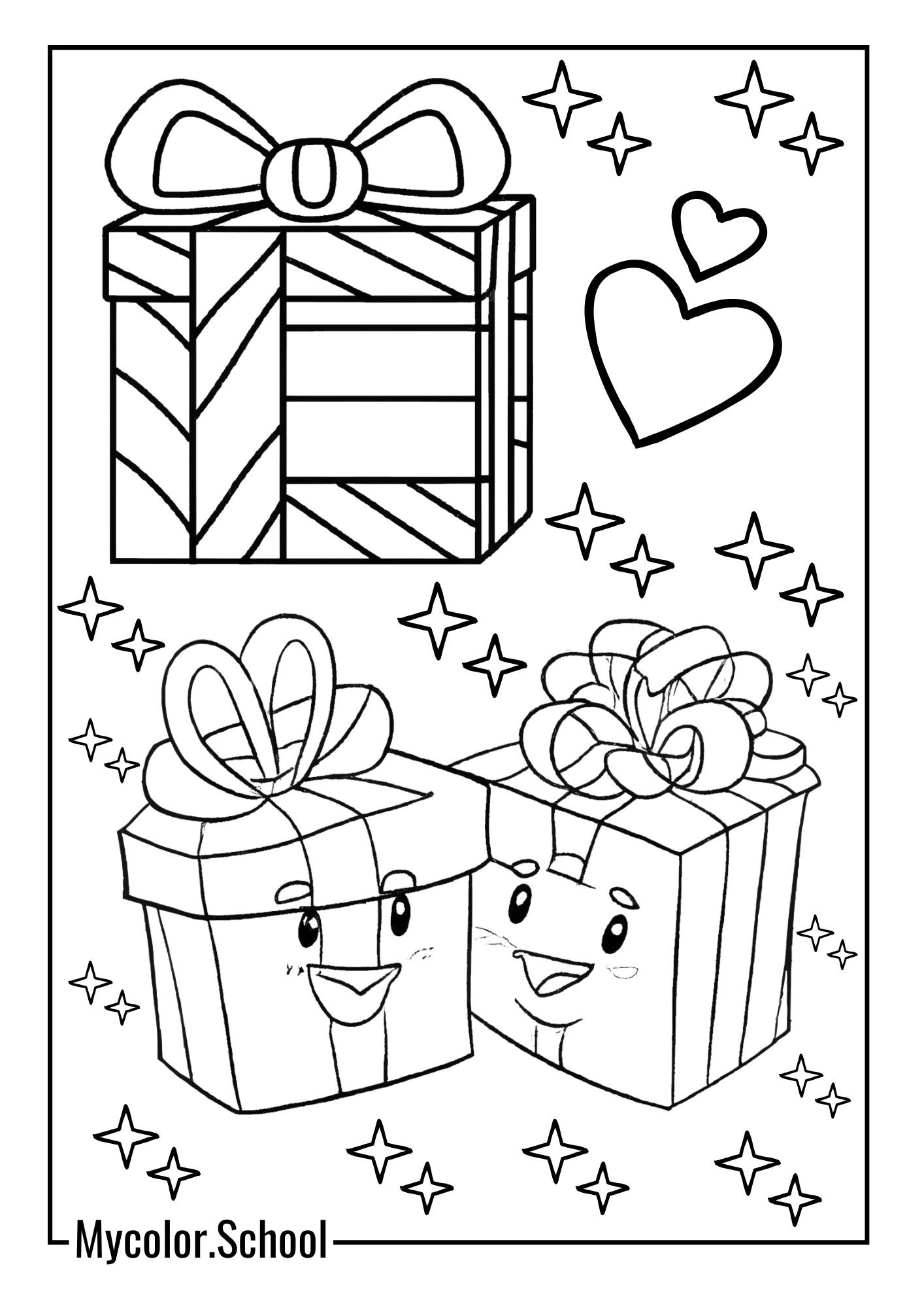 Present Coloring Pages Happy