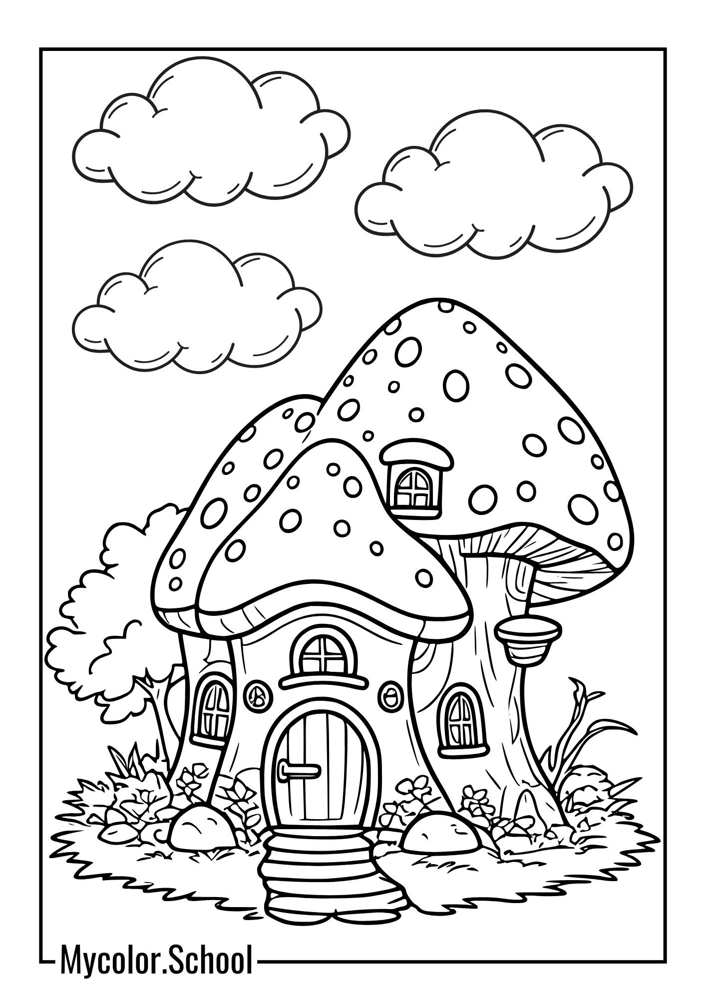 Pretty Coloring Pages Cute Mushroom