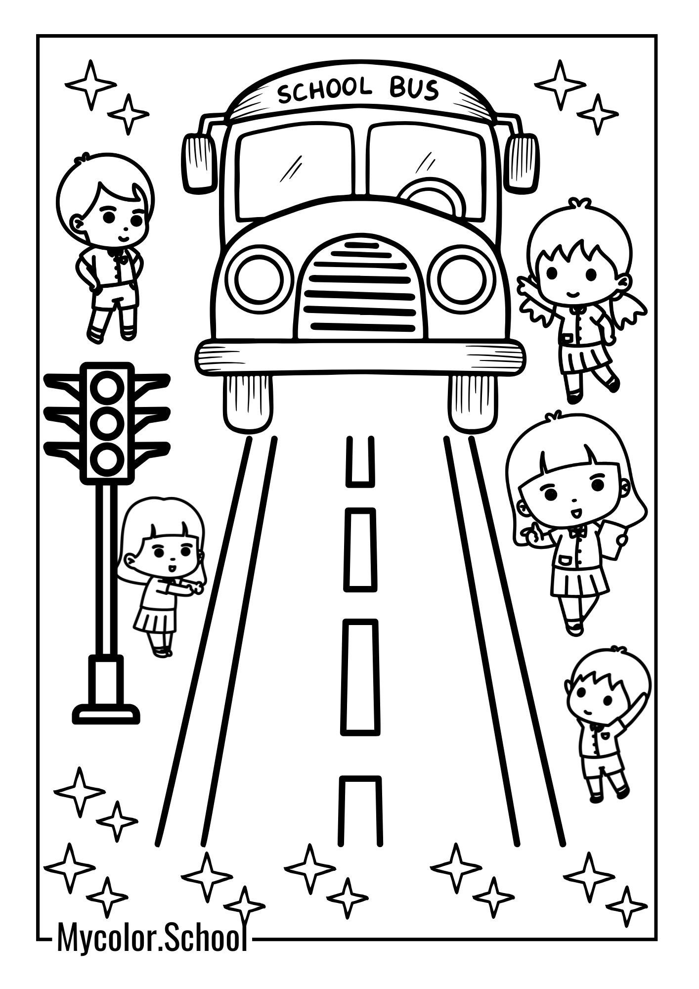 Safety Coloring Pages School Safety Bus Stop