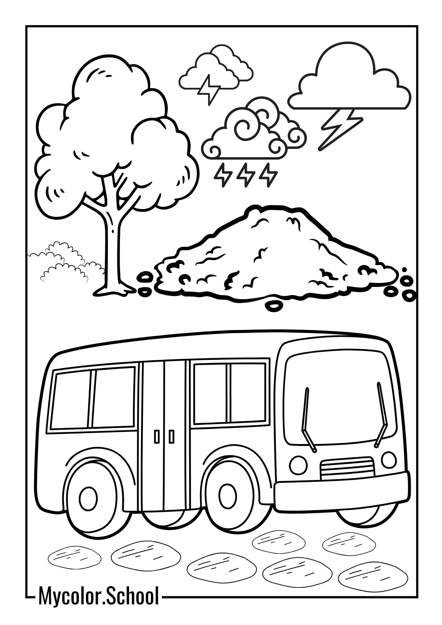 School Bus Coloring Pages bad weather