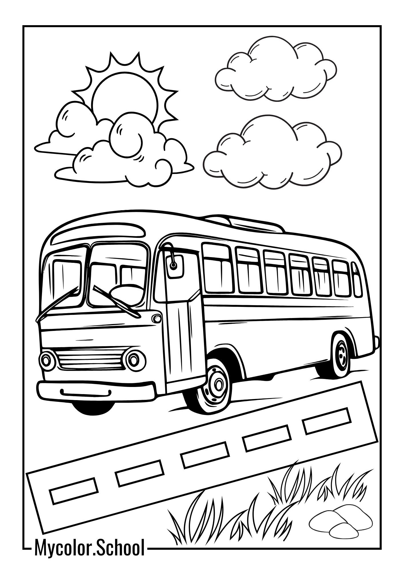 School Bus Coloring Pages Sunny Day