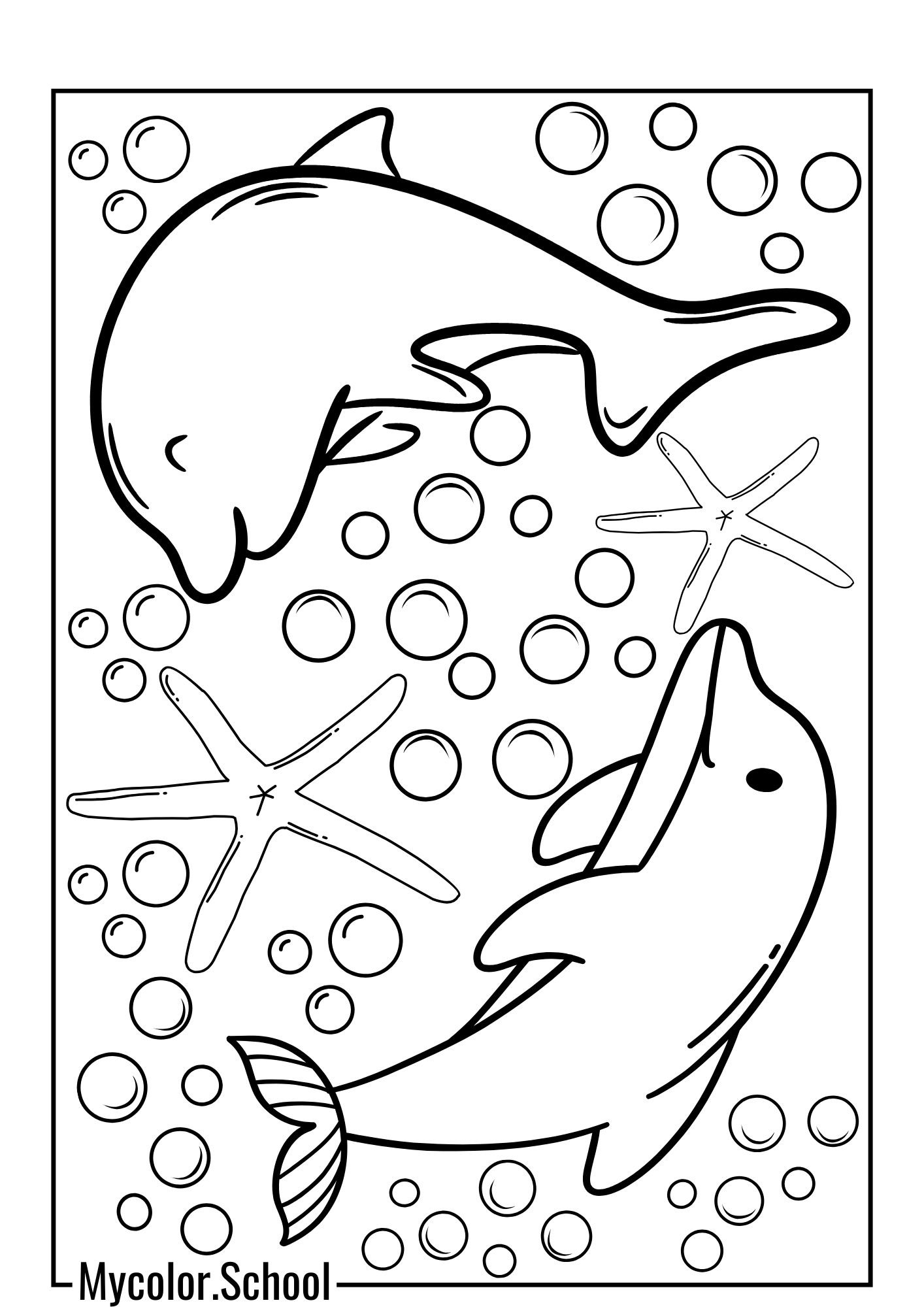 Sea Creatures Coloring Pages fish playing each other