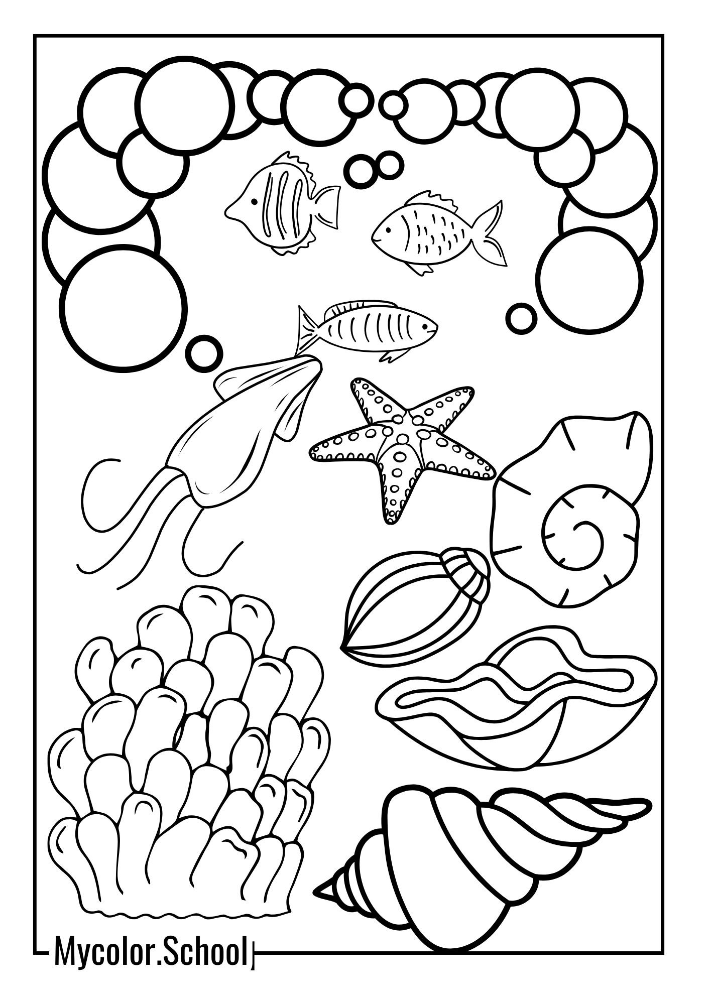 Seashell Coloring Pages Great scenario