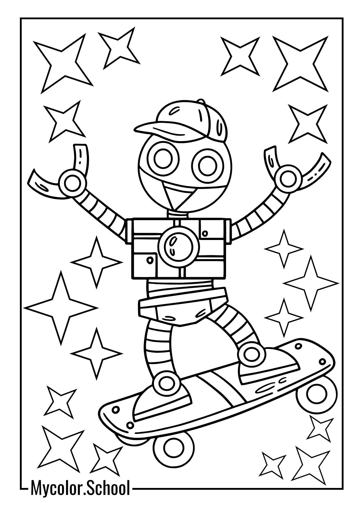 Skateboard Coloring Pages Great Robot