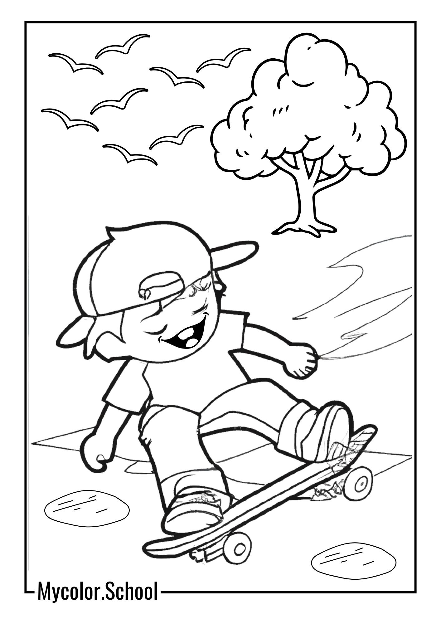 Skateboard Coloring Pages Graceful One