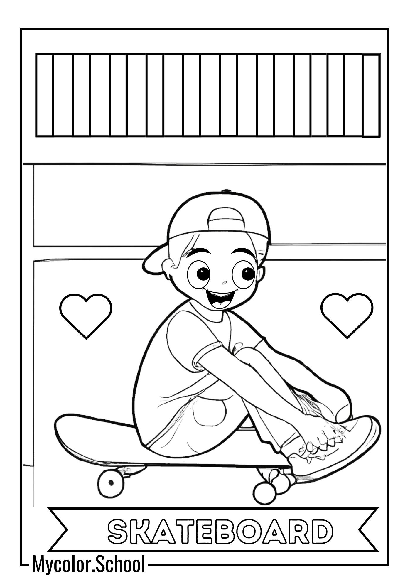 Skateboard Coloring Pages Adorable Boy