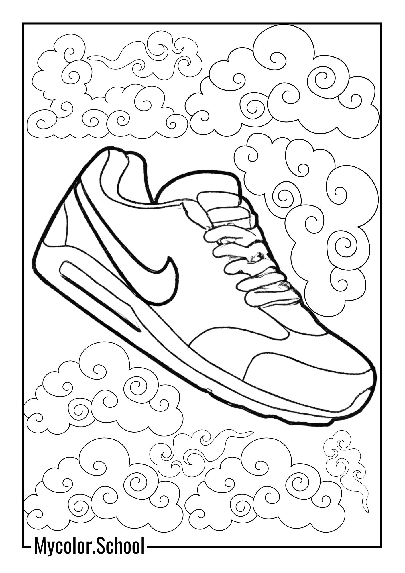 Sneaker Coloring Pages Cute Sneaker