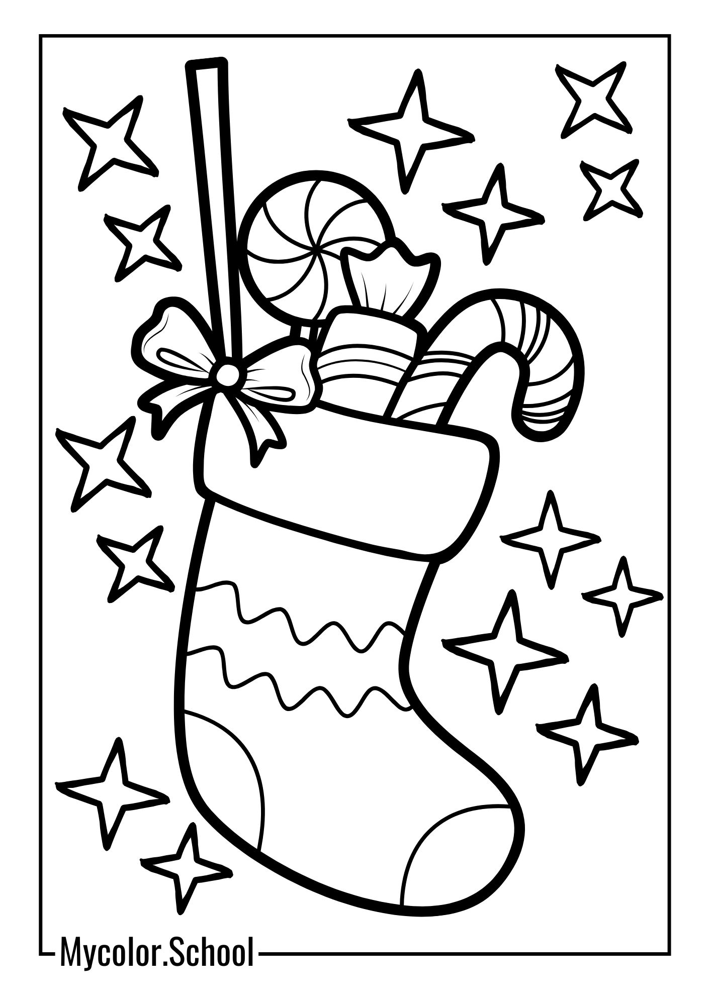 Stocking Coloring Pages Christmas Theme