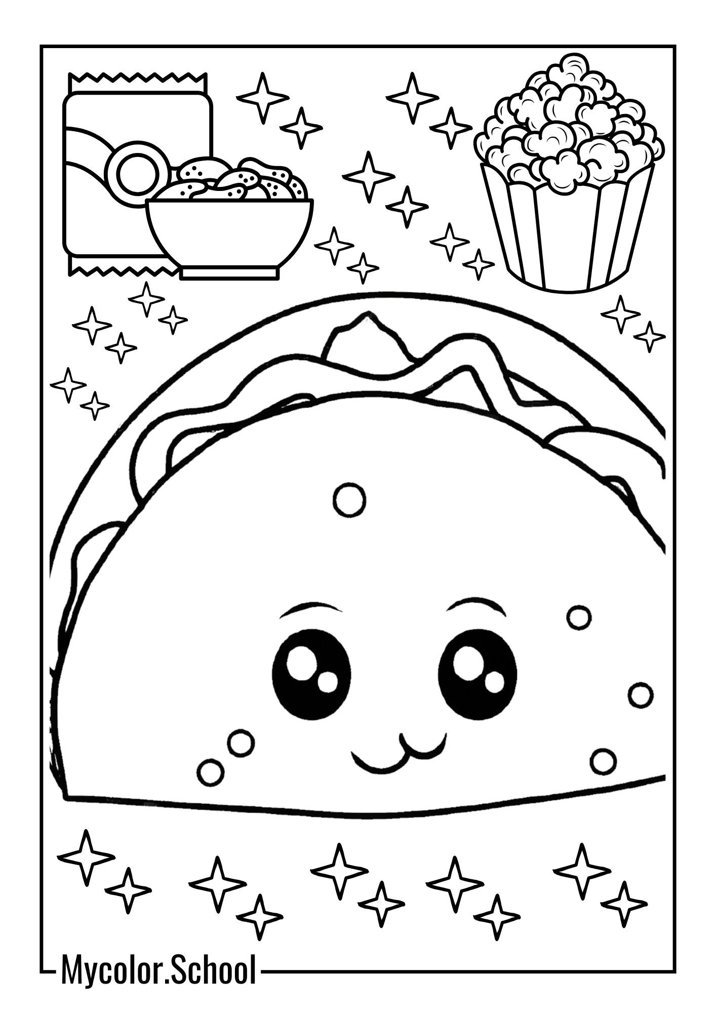 Taco Coloring Pages Foods