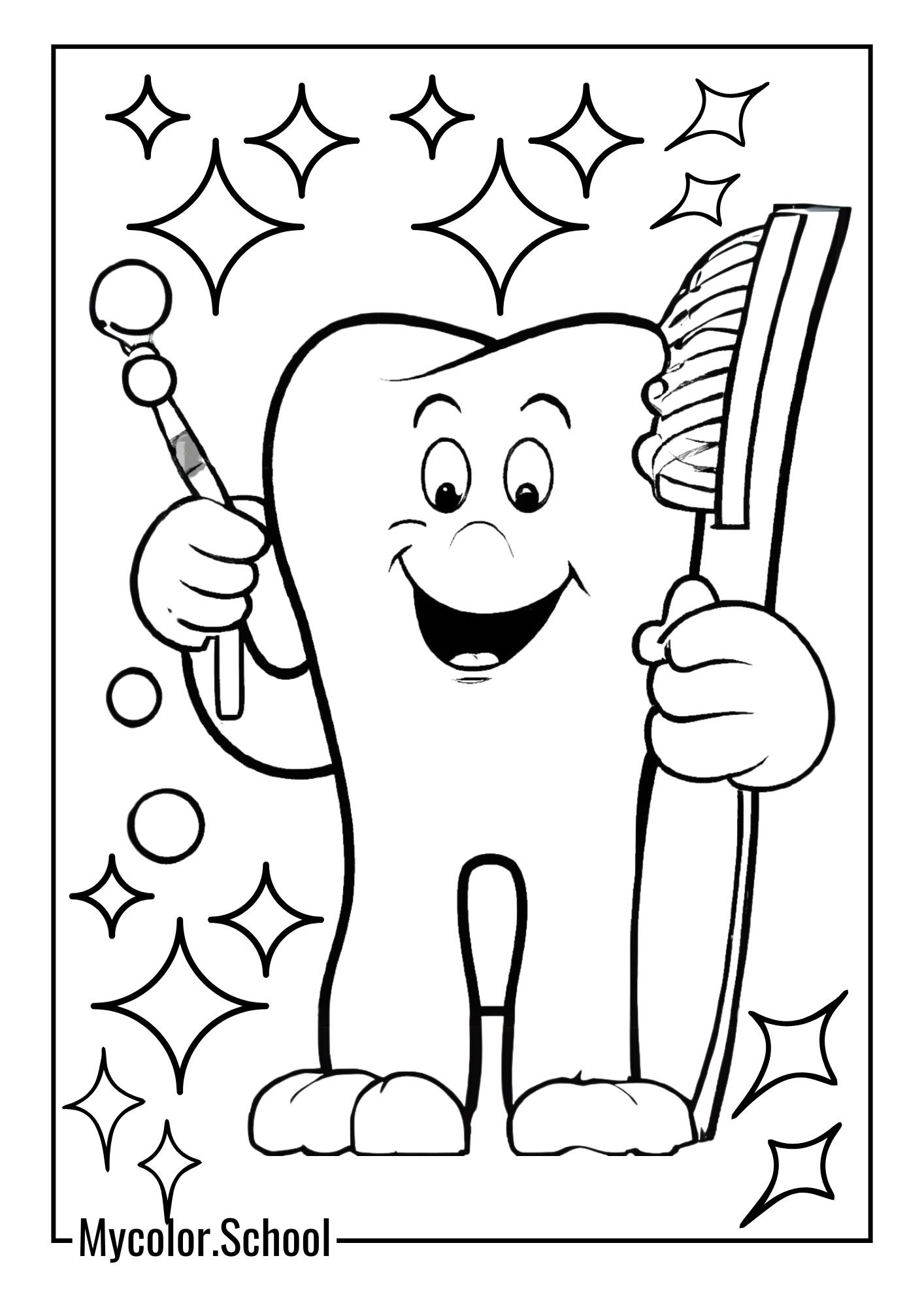 Tooth Coloring Pages joyful one